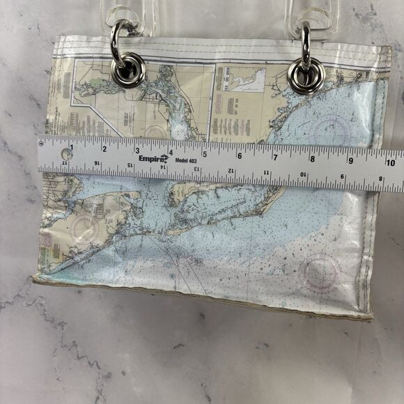 Couture Planet Nantucket Map Recycled Newspaper Tote Bag Purse Lucite Handle - Picture 4 of 14